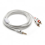 XO 3.5mm Male to 2 x RCA male Stereo Audio Cable - 3.5 jack to RCA Male to Male lead - 7.5m, White - Gold plated connectors.