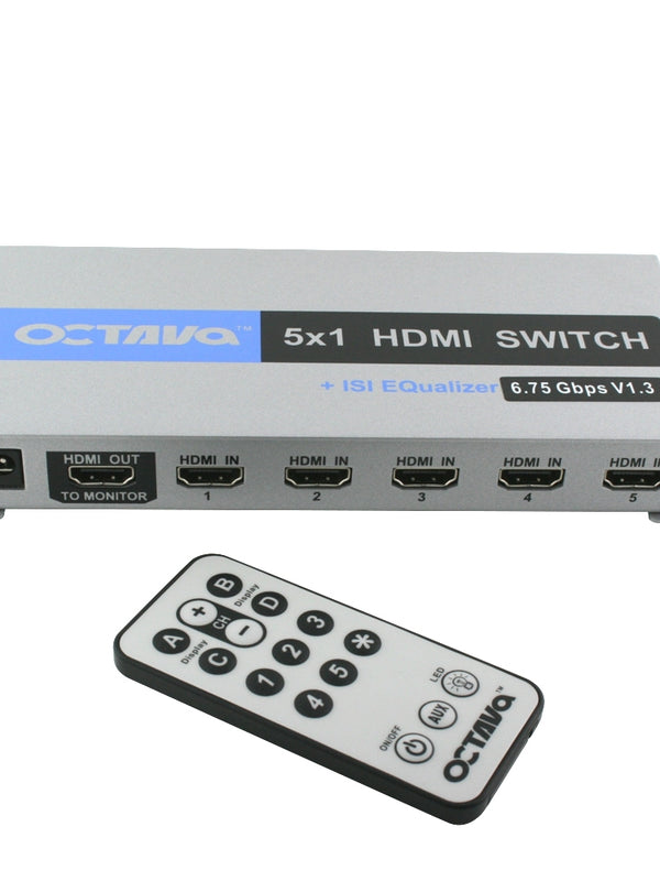Octava HDS5-UK 5x1 HDMI Switch (1080p, SKY HD, Virgin HD, Freeview HD, XBOX 360, PS3) XBOX One, Wii U, PS4, Blu-Ray, EDID and 3D Enabled