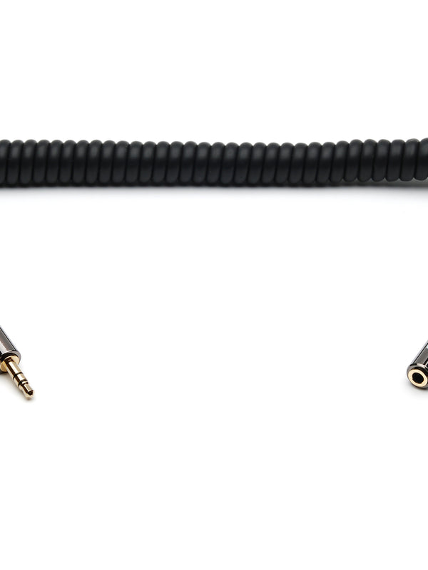 XO 3.5mm Coiled Stereo Audio Cable Black, 2m - Audio extension cable Male to Female for Apple iPhone, iPod, iPad, Samsung, Smartphones & Tablets, MP3 Players, Speakers, PCs, Headphones, car stereo