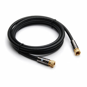XO Antenna F Cable - Black - Female socket to Female socket TV Aerial RG6 Coaxial Cable - 1m - used for cable expansion