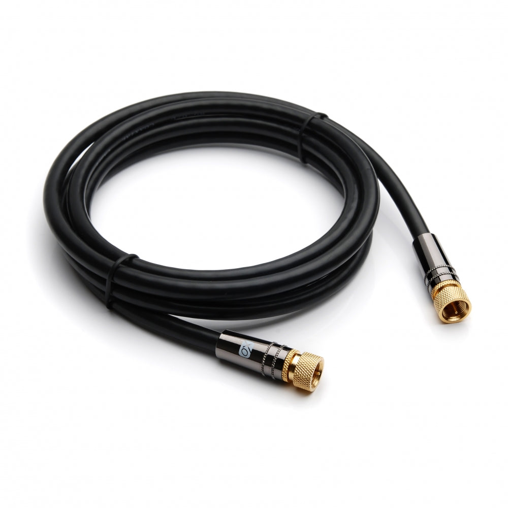 XO Antenna F Cable - Black - Female socket to Female socket TV Aerial RG6 Coaxial Cable - 2m - used for cable expansion