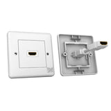 Cablesson HDMI Wall-Face Plate Dual Connector - 100/A / White Standard Size Face Plate / Supports all HDMI versions up to 1.4a with High Speed Ethernet / SKY HD, Blu-ray, 3DTV, 1080p / 24k Gold Plated Connector.