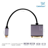 Cablesson - USB Typ C Stecker auf VGA Buchse Adapter mit Aluminium Shells - 0,23 M 1080P @ 60Hz - Schwarz
