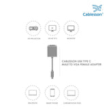Cablesson - USB Typ C Stecker auf VGA Buchse Adapter mit Aluminium Shells - 0,23 M 1080P @ 60Hz - Schwarz