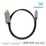 Cablesson - USB Typ C Stecker auf HDMI-Stecker-Adapter-Kabel mit Aluminium Shells - 1M 4K @ 30Hz - Schwarz