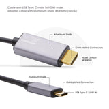 Cablesson - USB Typ C Stecker auf HDMI-Stecker-Adapter-Kabel mit Aluminium Shells - 1M 4K @ 30Hz - Schwarz