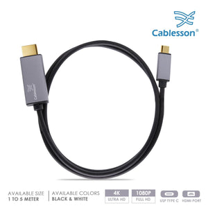 Cablesson - USB Typ C Stecker auf HDMI-Stecker-Adapter-Kabel mit Aluminium Shells - 2M 4K @ 30Hz - Schwarz