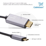 Cablesson - USB Typ C Stecker auf HDMI-Stecker-Adapter-Kabel mit Aluminium Shells - 2M 4K @ 30Hz - Schwarz