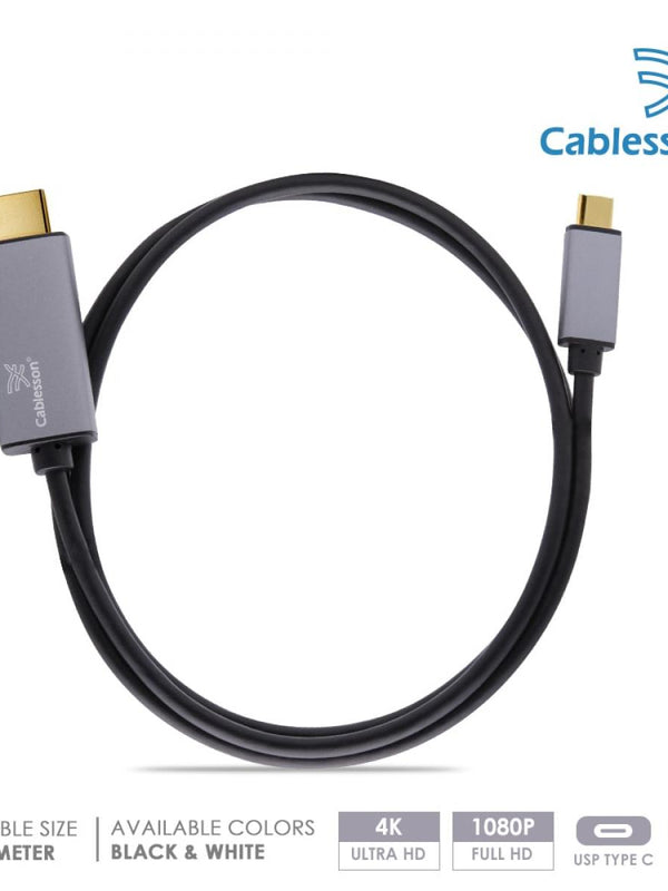 Cablesson 3m USB Typ C männlich auf HDMI männlich Adapter Kabel mit Aluminiumschalen 4K@30Hz (UHD 4Kx2K, Thunderbolt 3 Kompatibel) Adapter Konverter für iMac 2017, Macbook Pro 2017 2016 - Schwarz