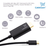 Cablesson - USB Typ C Stecker auf HDMI 2.0 Stecker-Adapter-Kabel mit Aluminiumschalen 2M 4K @ 60Hz - Schwarz