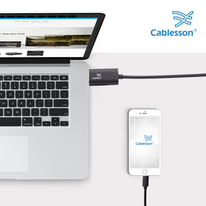 Cablesson - USB Typ C Stecker auf HDMI 2.0 Stecker-Adapter-Kabel mit Aluminiumschalen 2M 4K @ 60Hz - Schwarz