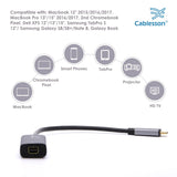 Cablesson - USB Typ C Stecker auf Mini-DP-Buchse Adapter mit Aluminium Shells - 0,23 M 4K @ 60Hz - Schwarz