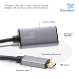 Cablesson - USB Typ C Stecker auf Mini-DP-Buchse Adapter mit Aluminium Shells - 0,23 M 4K @ 60Hz - Schwarz