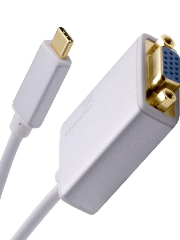 Cablesson USB Typ C männlich auf VGA Weiblich Adapter mit Aluminiumschalen 0.23M 1080P@60Hz für Macbook Pro, Macbook, Google Chromebook Pixel, Dell XPS 13 / 15, Lenovo Yoga 900 - Weiß