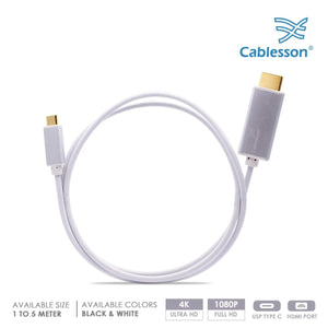 Cablesson - USB Typ C Stecker auf HDMI-Stecker-Adapter-Kabel mit Aluminium Shells - 1M 4K @ 30Hz - Weiß