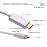 Cablesson - USB Typ C Stecker auf HDMI-Stecker-Adapter-Kabel mit Aluminium Shells - 1M 4K @ 30Hz - Weiß