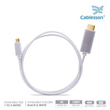 Cablesson - USB Typ C Stecker auf HDMI-Stecker-Adapter-Kabel mit Aluminium Shells - 2M 4K @ 30Hz - Weiß