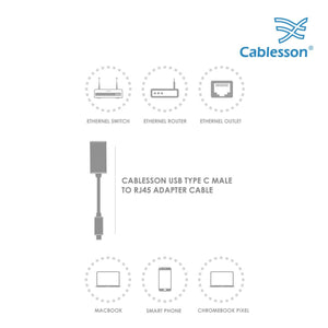 Cablesson - USB Typ C zu RJ45 Adapter 0.23m - männlich zu weiblich - 1000m