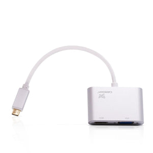 Cablesson USB Typ C männlich auf HDMI + VGA Weiblich Adapter mit Aluminiumschalen 0.23M 1080P/4K@30Hz (UHD, 4Kx2K,Thunderbolt 3 Kompatibel) für MacBook 12, MacBook Pro und mehr Typ C Geräte - Weiß