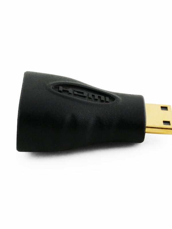 Premium Plus Mini HDMI M to HDMI F BLACK Adapter - Gold Plated, 4K, v2.0/1.4a 3D 2160p Monitor Cable Display, Digital Cameras, Camcorders, 4K Ultra HD