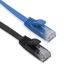 Cablesson Cat6 Flat Cable- 0.5m - 2 Pack (Black/Blue) - 10/100/1000 Mbit/s, Gigabit LAN Network Cable, Flat, Slim, ribbon, ideal for flooring , laminate, parquet , border strips , skirting boards , carpets