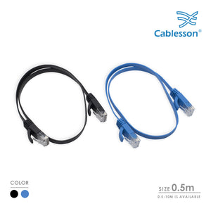 Cablesson - Cat6 Flat Ethernet Cable - 2 Pack - 0.5m - Black & Blue