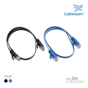 Cablesson - Cat6 Flat Ethernet Cable - 2 Pack - 2m - Black & Blue