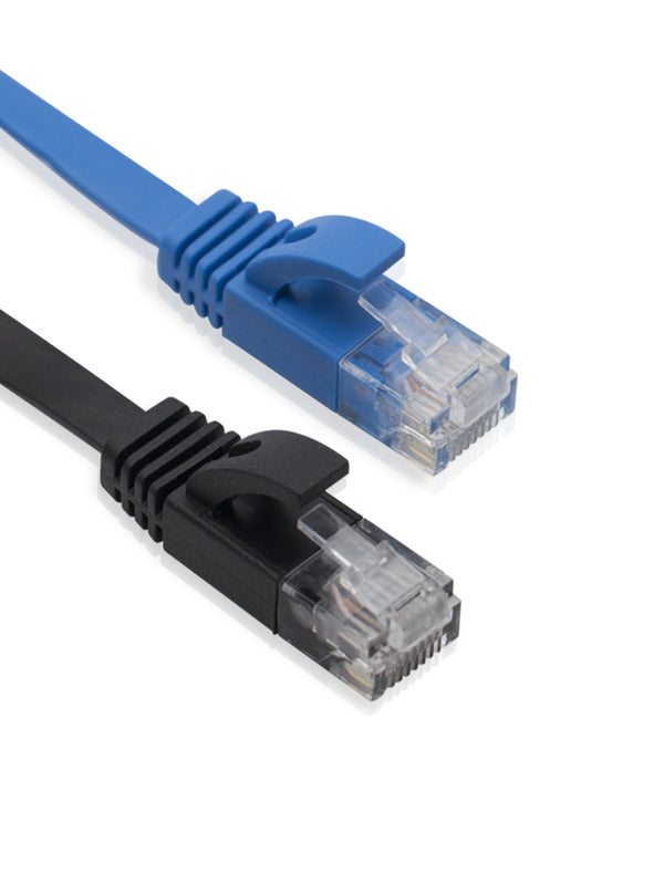 Cablesson Cat6 Flat Cable- 10m - 2 Pack (Black/Blue) - 10/100/1000 Mbit/s, Gigabit LAN Network Cable, Flat, Slim, ribbon, ideal for flooring , laminate, parquet , border strips , skirting boards , carpets