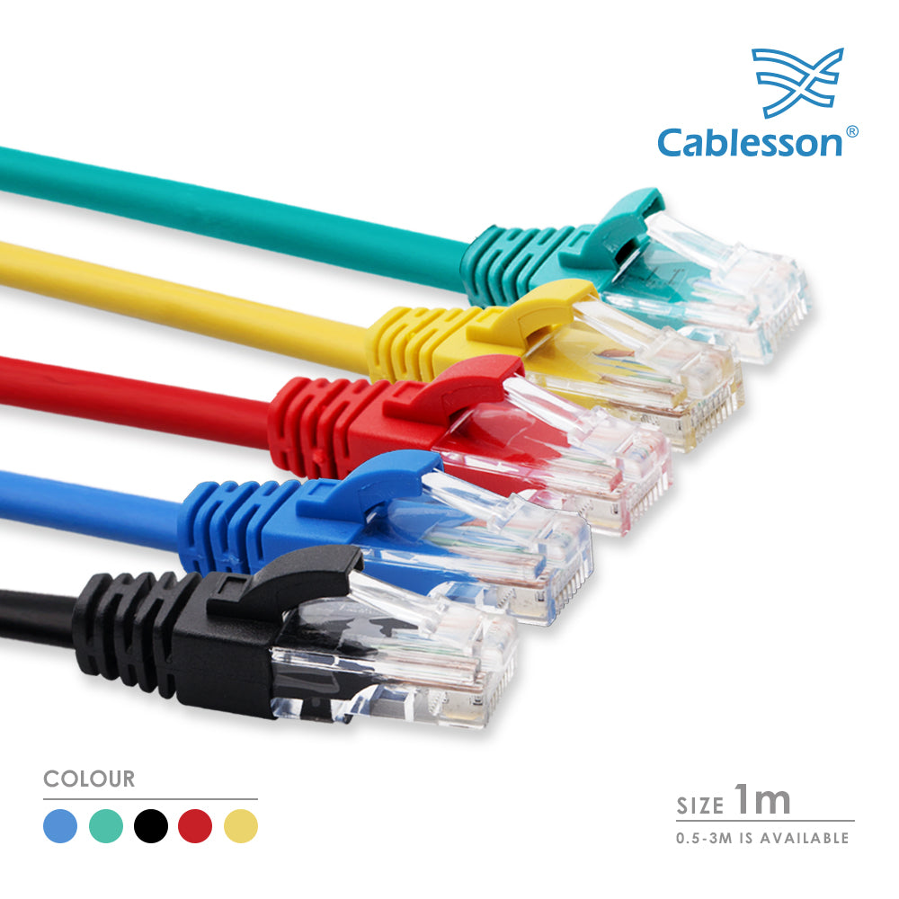 Cablesson - Cat5e Ethernet Cable - 5 Pack With Cable Ties - 1m
