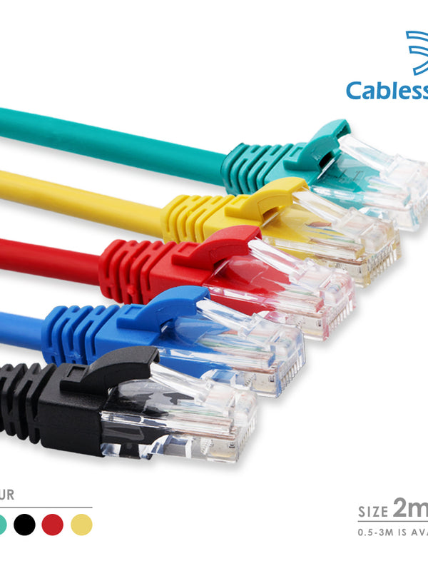 Cablesson Ethernet Cable - 2m - Cat5e (5 Pack + Cable Ties) Networking Cord Patch Cable RJ45 10 Gigabit 100Mhz Lan Wire Cable STP for Modem, Router, PC, Mac, Laptop, PS2, PS3, PS4, XBox, and XBox 360.