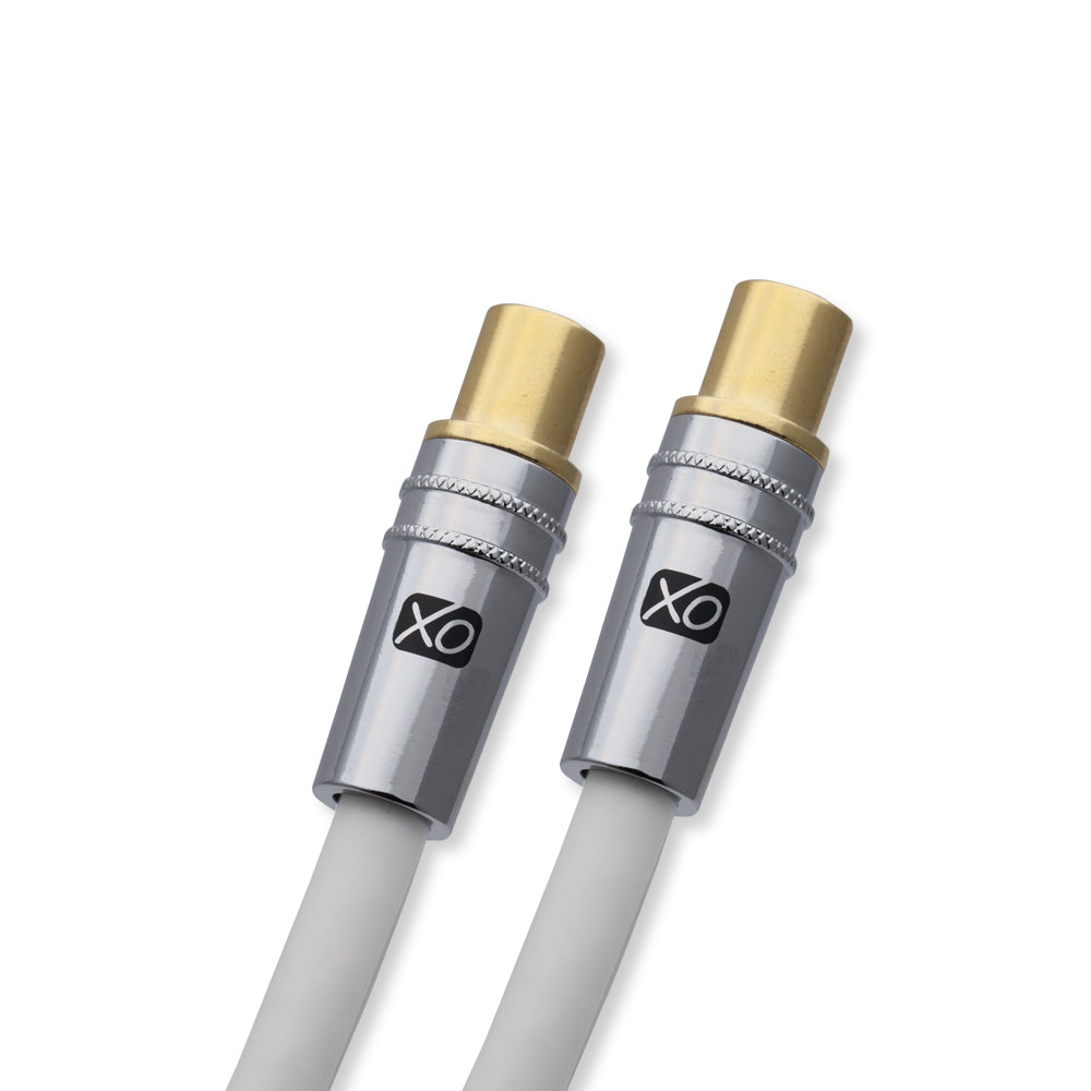 XO - 3m Male to Male Shielded TV/AV Aerial Coaxial Cable with Gold Plated Connector and Metal Plug For UHF / RF TVs, VCRs, DVD players, DVRs, cable boxes and satellite - White