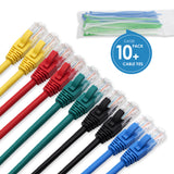 Cablesson Ethernet Cable - 0.5m - Cat5e (10 Pack + Cable Ties) Networking Cord Patch Cable RJ45 10 Gigabit 100Mhz Lan Wire Cable STP for Modem, Router, PC, Mac, Laptop, PS2, PS3, PS4, XBox, and XBox 360.