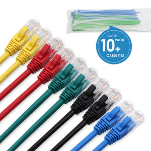 Cablesson Ethernet Cable - 2m - Cat5e (10 Pack + Cable Ties) Networking Cord Patch Cable RJ45 10 Gigabit 100Mhz Lan Wire Cable STP for Modem, Router, PC, Mac, Laptop, PS2, PS3, PS4, XBox, and XBox 360.