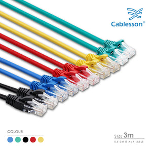 Cablesson - Cat5E Ethernet Cable - 10 Pack UTP - Cable Ties 3m