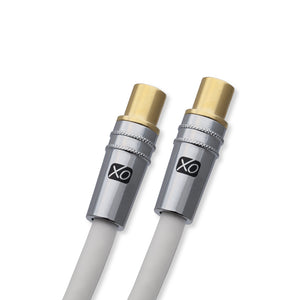 XO - 5m Male to Male Shielded TV/AV Aerial Coaxial Cable with Gold Plated Connector and Metal Plug For UHF / RF TVs, VCRs, DVD players, DVRs, cable boxes and satellite - White