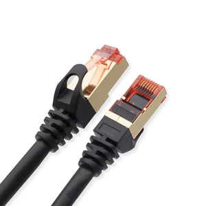 Cablesson Ethernet Cable 1m Cat7 Gigabit Lan Network RJ45 High Speed Patch Cord Design 10Gbps for 600Mhz/s STP Molded for Switch, Router, Modem,Patch Panel,PC and more, Black