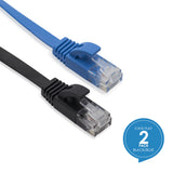 Cablesson Cat6 Flachbandkabel - 2er Pack (Schwarz / Blau) - 10/100/1000 Mbit / s, Gigabit LAN Netzwerkkabel, Flach, Flachband, ideal für Bodenbeläge, Laminat, Parkett, Randleisten, Sockelleisten, Teppiche