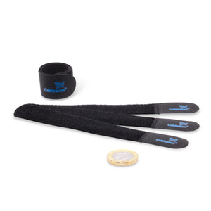 Cablesson Reusable Releasable Hook and Loop Nylon Velcro Cable Ties - Pack of 10 - Chunky Pack - Straps and Keep wire cord tidy - Black
