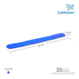 Cablesson - Chunky Pack - Reusable Releasable Nylon Self-Gripping Cable Ties - Pack of 20 - Blue