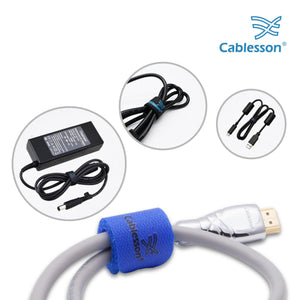 Cablesson - Chunky Pack - Reusable Releasable Nylon Self-Gripping Cable Ties - Pack of 20 - Blue