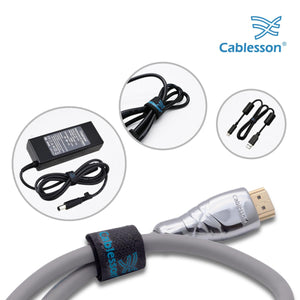Cablesson Reusable Releasable Hook and Loop Nylon Velcro Cable Ties - Pack of 10 - Black - Straps and Keep wire cord tidy