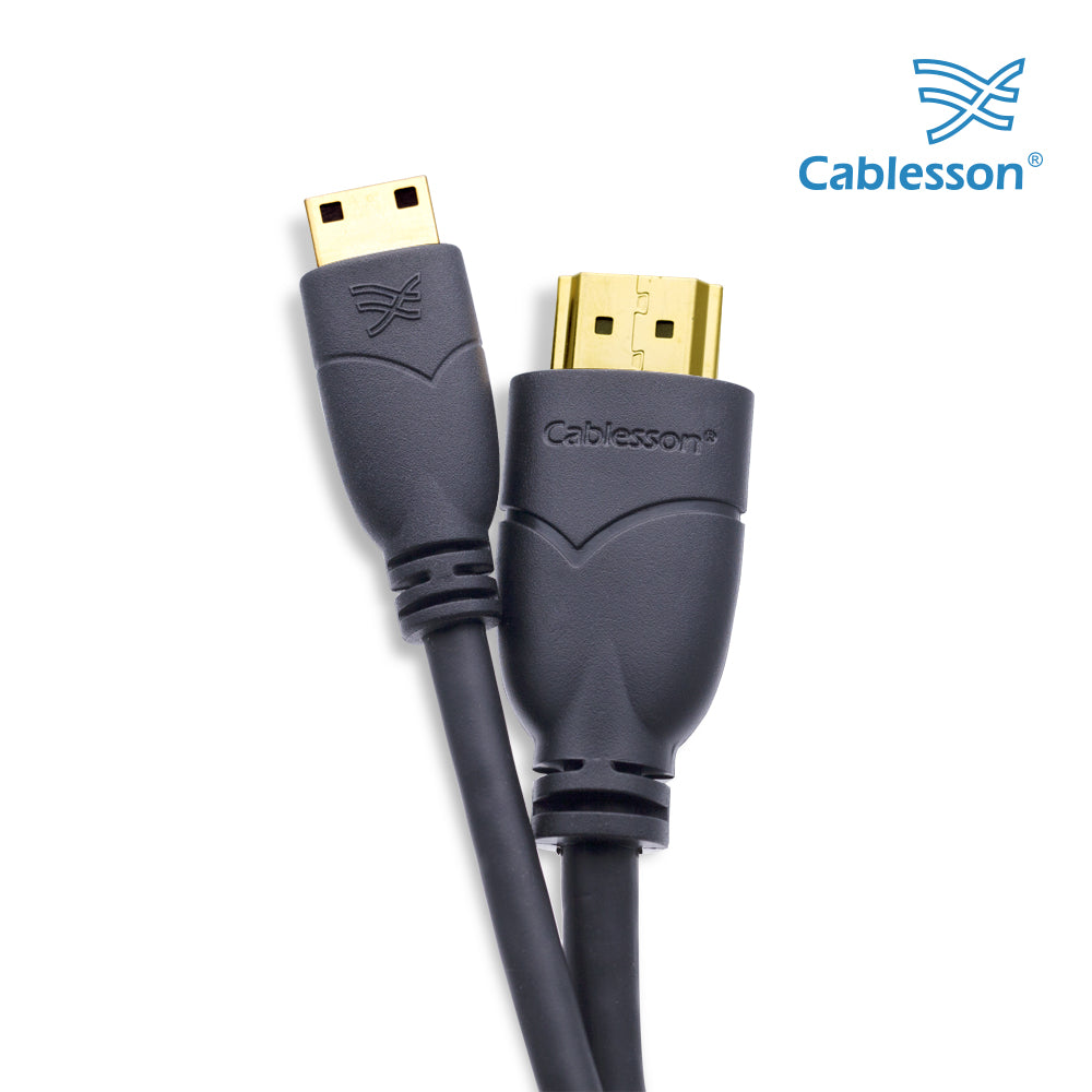 Cablesson Basic High Speed 1M (1 Meter) Mini HDMI to HDMI Cable with Ethernet (Latest 1.4a / 2.0 version) Gold Plated 3D Full HD 1080p 4k2k - use with Panasonic, Sony, JVC, Nikon, FujiFilm Camera and Camcorder Ideal For Connecting HD Devices using the Mini HDMI Connector.