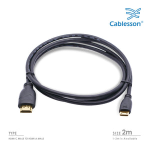 Cablesson Basic High Speed 2M (2 Meter) Mini HDMI to HDMI Cable with Ethernet (Latest 1.4a / 2.0 version) Gold Plated 3D Full HD 1080p 4k2k - use with Panasonic, Sony, JVC, Nikon, FujiFilm Camera and Camcorder Ideal For Connecting HD Devices using the Mi