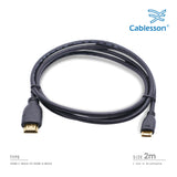Cablesson Basic High Speed 2M (2 Meter) Mini HDMI to HDMI Cable with Ethernet (Latest 1.4a / 2.0 version) Gold Plated 3D Full HD 1080p 4k2k - use with Panasonic, Sony, JVC, Nikon, FujiFilm Camera and Camcorder Ideal For Connecting HD Devices using the Mi