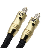 XO 1.5m Optical TOSLINK Digital Audio SPDIF Cable - Black, GOLD series. 24k Gold Casing. Compatible with PS4/PS3, Xbox One, Wii, Sky Q, Sky HD, HD TVs, DVD, Blu-Rays, AV Amp.