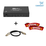 Cablesson HDelity 1x4 HDMI-Splitter mit 4K2K mit XO Platinum 0,5 m Hochgeschwindigkeits-HDMI-Kabel mit Ethernet - Schwarz
