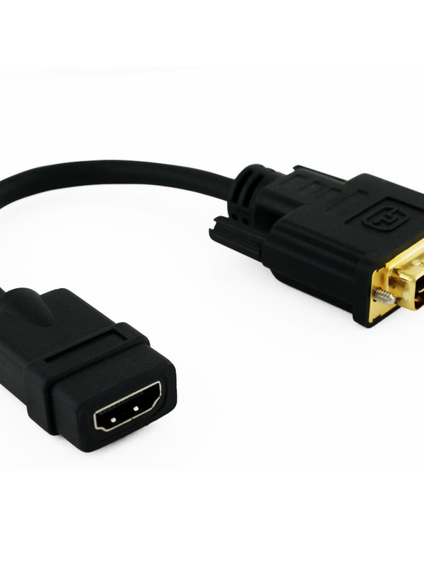 Cablesson DVI Male to HDMI Female 200mm Adapter / Converter Short Cable - Black - Gold Plated