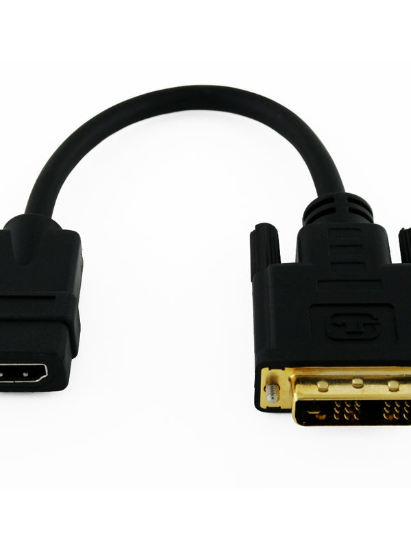 Cablesson DVI Male to HDMI Female 200mm Adapter / Converter Short Cable - Black - Gold Plated