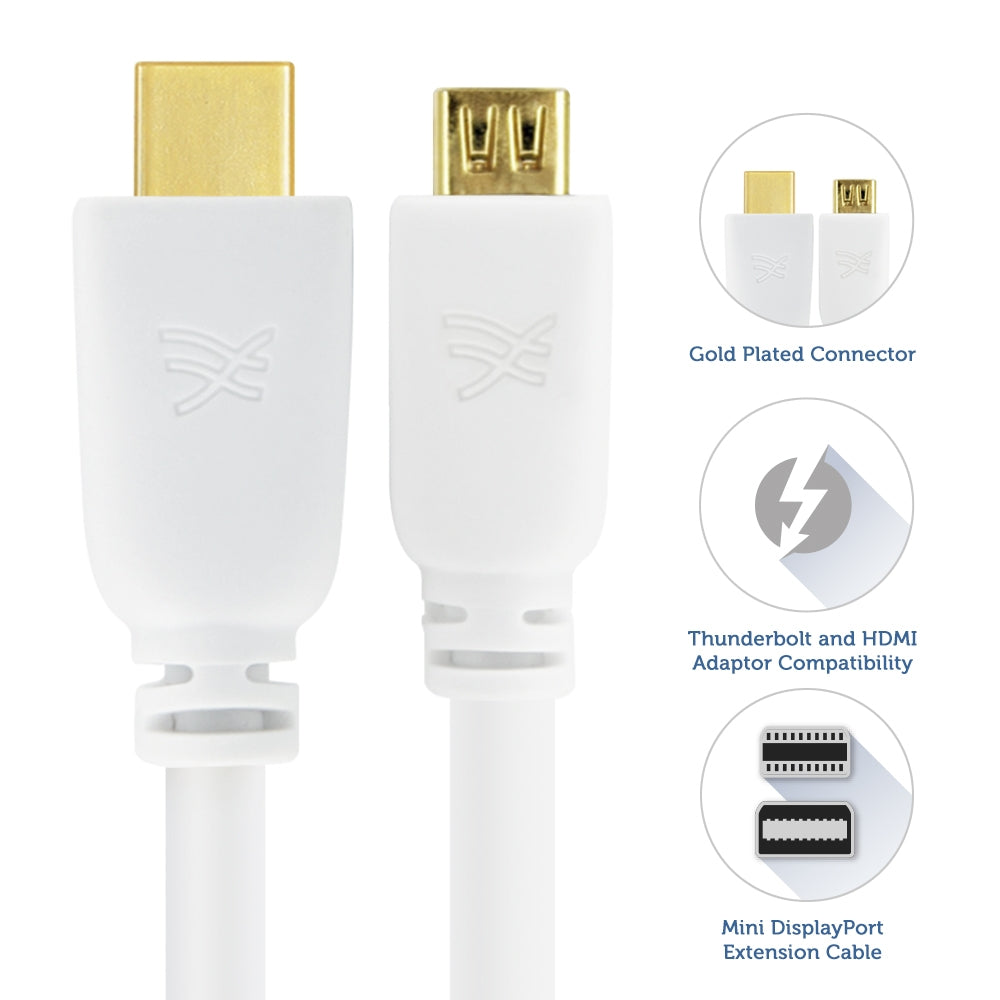 Cablesson 2 Meter / 2M Mini DisplayPort Extension Cable - Male to Female Thunderbolt Connection (for Apple Mac, Apple LED Cinema Display, etc) 1080p