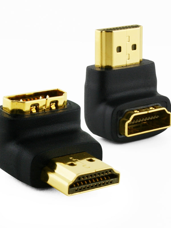 Cablesson Basic 90 grad rechtwinkeliger HDMI Adapter männlich auf weiblich - 1080p, 3D, High Speed mit vergoldeten Steckern - für HD, LCD, LED, UHD und Plasma Fernseher und Wandhalterungen